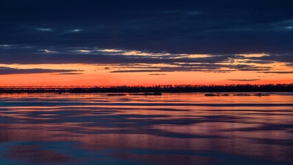 Orange sunset over the big river.