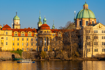 Fototapeta na wymiar View across Vltava River in Prague