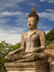 Fototapeta premium Earth Touching Buddha at Wat Mahathat, Sukhothai, Thailand