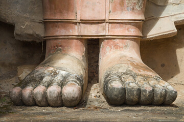 Feet of the Standing Buddha at Wat Mahathat, Sukhothai, Thailand