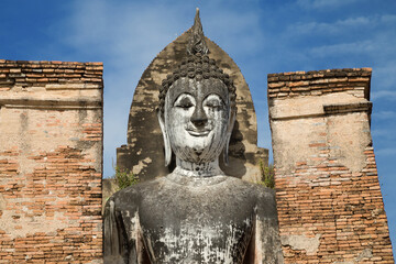 Face of the Standing Buddha at Wat Mahathat, Sukhothai, Thailand