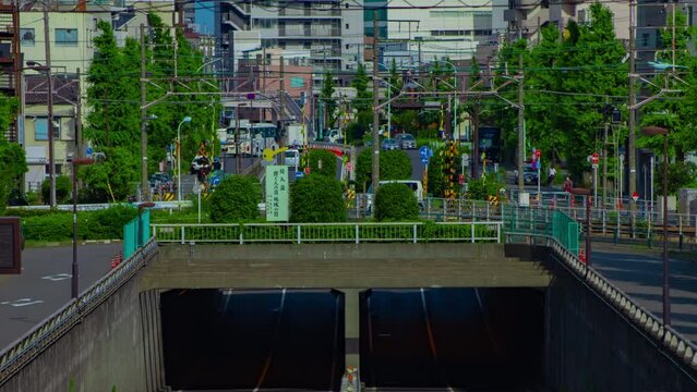 A timelapse of downtown street at Kanpachi avenue in Tokyo long shot panning