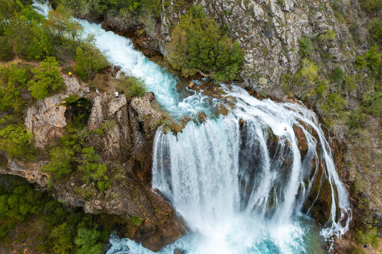 Aerial view of Krcic waterfall in Knin, Croatia