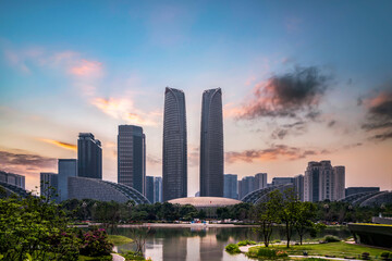 Close-up aerial photography of Chengdu Tianfu International Financial City