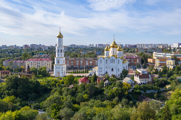 Fototapeta na wymiar Aerial view of Troitsky (Trinity) cathedral on sunny summer day. Bryansk, Bryansk Oblast, Russia.
