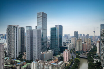 Fototapeta na wymiar Aerial photography of Chengdu modern architectural landscape large format