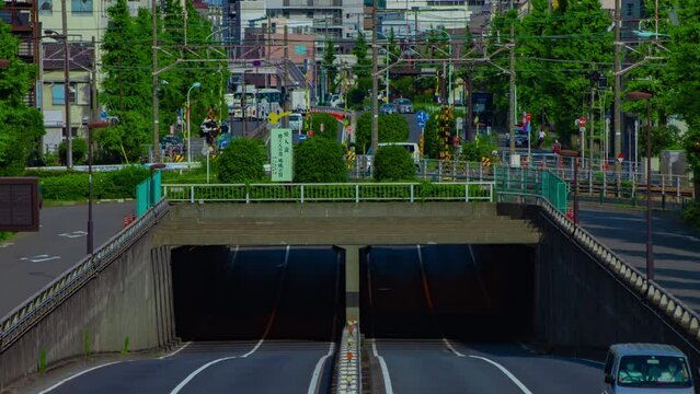 A timelapse of downtown street at Kanpachi avenue in Tokyo long shot zoom