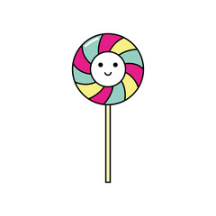 vector kawaii lollipop, candy with eyes, bright sweetness, isolated on a white background