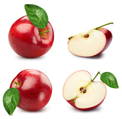 Apple collection. Red apple isolated on white background. Apple macro. With clipping path