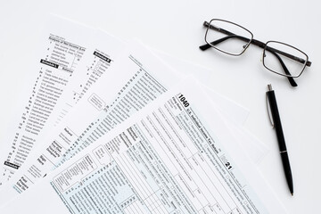 Tax season concept. Annual tax form under US law