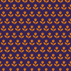 Obraz premium colorful simple vector pixel art seamless pattern of minimalistic carrot orange and jacarta colors abstract blooming tulip flower