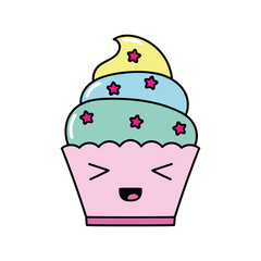 Vector Cartoon Cute Ice Cream Icon Isolated On White Background