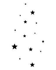 Stars. Silhouette. Black celestial bodies rise up. Milky way in the galaxy. Vector illustration. Outlines on an isolated background. Idea for web design.