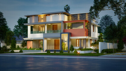 3d illustration of a newly built luxury home