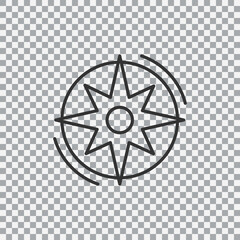 Wind rose outline icon isolated on transparent background. Vector illustration.