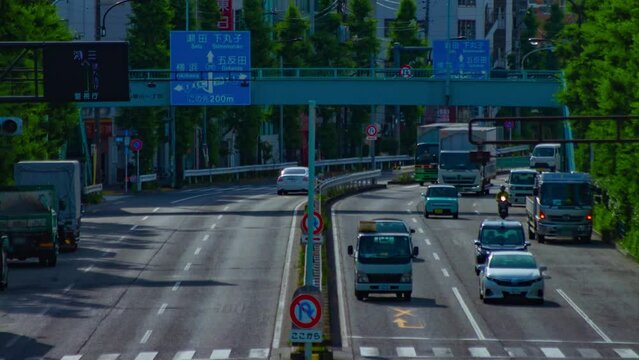 A timelapse of downtown street at Kanpachi avenue in Tokyo long shot