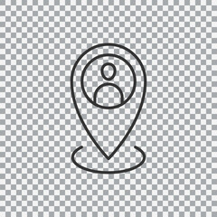 You are here outline icon isolated on transparent background. Vector illustration.