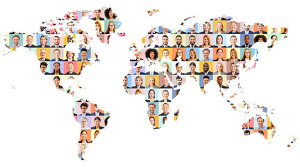 Weltkarte mit Geschäftsleuten als internationales Business Konzept