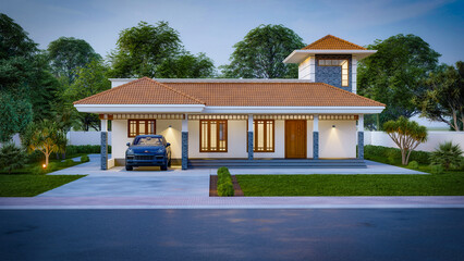 3d illustration of a newly built luxury home