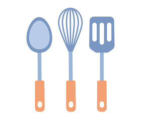 Kitchen utensils set icon. Kitchenware. Cooking tools. Vector flat illustration 