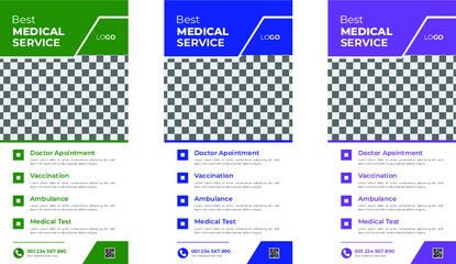 Modern and creative colorful minimal medical dl flyer or rack card design vector layout template