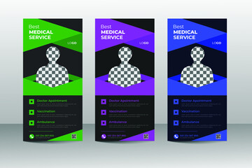 Modern and creative colorful minimal medical dl flyer or rack card design vector layout template