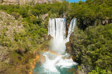 Fototapeta na wymiar Aerial view of Manojlovac waterfall in Krka National Park, Croatia