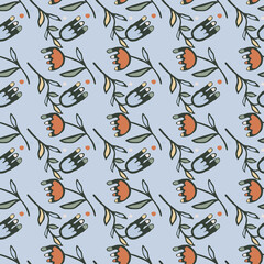 Naklejka premium Creative flower seamless pattern. Folk floral wallpaper.