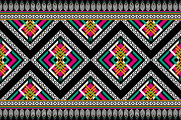 Carpet ethnic pattern art. Geometric seamless pattern in tribal. Design for background, wallpaper, vector illustration, fabric, clothing, carpet, textile, batik, embroidery.