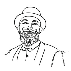 Mann mit Bart - Vektor Kunst Abstrakt. Vollbart und Hut.