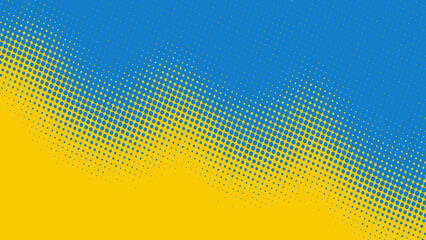 Superhero pop art background in yellow and blue colors in retro comic book style, fun dotted texture background for poster or placard, vector illustration eps10