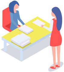 Fototapeta premium Office staff, work and communication. Head and subordinates. Various workers, managers team. Top managers employees of different levels. Office workers. Co-workers. Colleagues discuss project teamwork