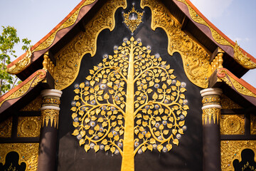 Wat Phra That Doi Phra Chan ,Lampang, Thailand , 6 march 2022, Lanna style of Buddha image hall or Wihan Somdet Ong Pathom .