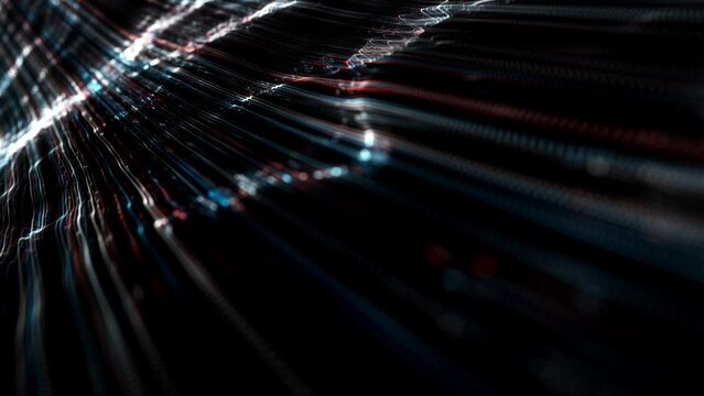 Abstract Flowing Particle Lines Data Concept Background Loop/ 4k animation of an abstract technology background of powerful speed particle lines stroke patterns and strings seamless looping
