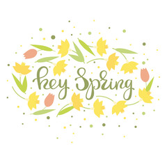 Hey spring - floral card