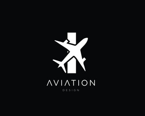 Minimalist Letter I Aviation Logo Design | I Airplane Logo Design