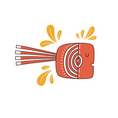 Red fish hand drawn flat illustration. Cute fish character isolated on white background in scandinavian style. 