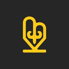 Logo elements: letters M and K, heart, ornament in the form of plants. Vector. Isolate.