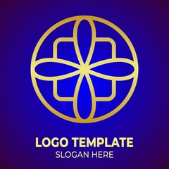 vector illustration of symbol type logo, simple, elegant logo, with gold and blue lines, squares, circles