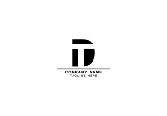 DT or TD minimal and negative space logo