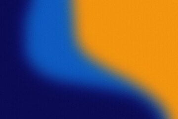 Blue yellow retro background. Gradient background with grain texture.