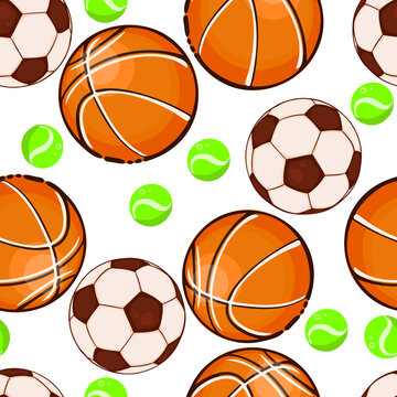 Seamless pattern sports balls. Vector illustration © Мария Неноглядова