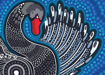 Black swan - aboriginal dot artwork