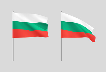 Flags Bulgarian. Set of national realistic flags Bulgaria.
