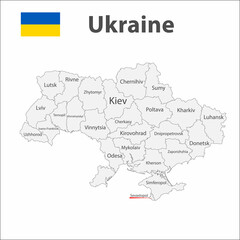 Fototapeta premium Map of Ukraine with city borders. Vector illustration.