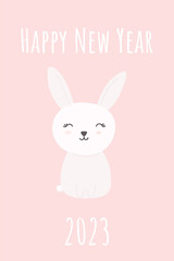 Obraz na płótnie Canvas Happy New Year 2023 Greeting Card Poster Banner with rabbit