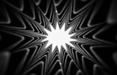 geometric black and white background of acoustic foam in the form of pyramids. Perspective abstract distortions 3d