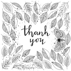 Thank you - lettering and leafs frame