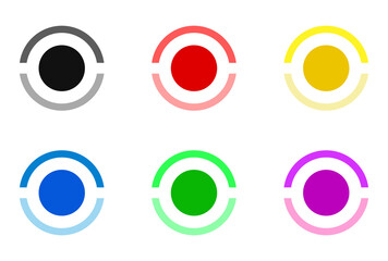 Set of different colours bullet points.