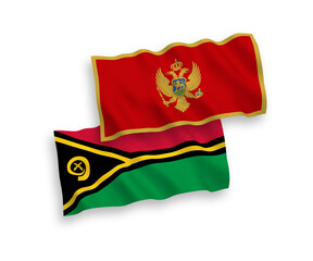Flags of Montenegro and Republic of Vanuatu on a white background